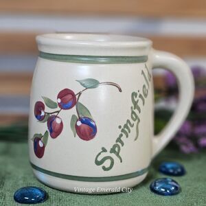 Vtg Olde Cape Cod Pottery Mug Handmade & Painted Berries Springfield Stoneware